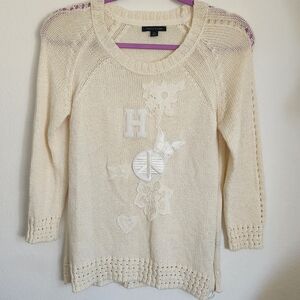 Women's Cream Sweater with Embroidered Details